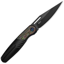 Couteau Kizer Raze Lame Acier S45VN DLC Clip Point Manche Titane/Camo Carbon 80's Frame KI3720A1