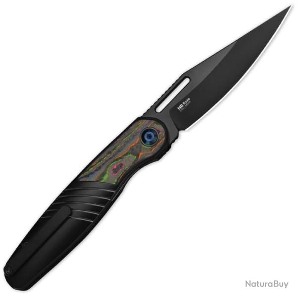 Couteau Kizer Raze Lame Acier S45VN DLC Clip Point Manche Titane/Camo Carbon 80's Frame KI3720A1