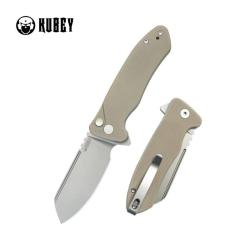 Couteau de Poche Kubey Creon Lame Acier AUS-10 Manche G10 Tan Button Lock KUB336K