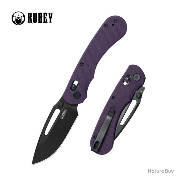 Couteau Kubey Stalker Lame Acier D2 Manche G10 Violet Crossbar Lock KUB504D