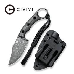 Couteau Fixe Civivi Midwatch Lame Acier Damascus Manche Carbone &Eacute;tui Kydex CIVC20059BDS1