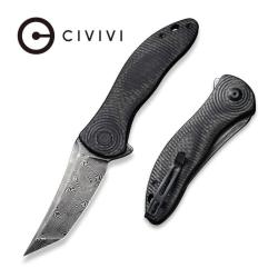 Couteau Civivi Synergy3 Lame Acier Damascus Manche Carbone G10 Tanto Liner Lock C20075BDS1