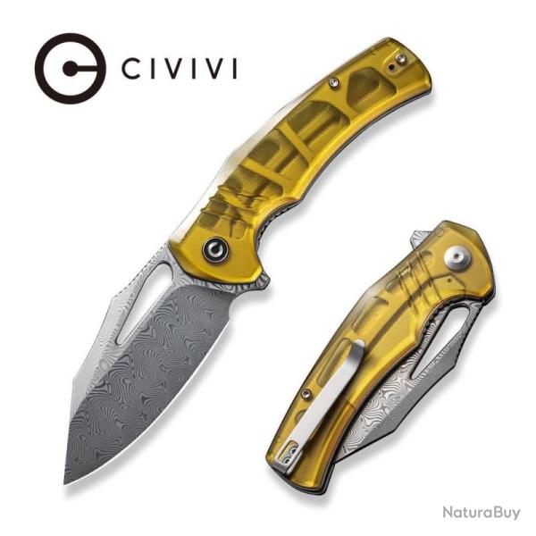 Couteau Civivi BullTusk Lame Acier Damascus Manche Ultem Liner Lock CIVC23017DS1