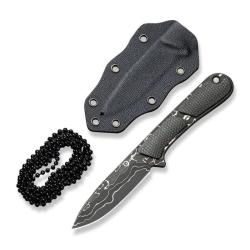 Couteau de Cou Civivi Mini Elementum Lame Acier Damascus Manche Micarta Vert &Eacute;tui Kydex CIVC23010DS1