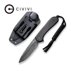 Couteau Fixe Civivi Elementum Lame Acier Damascus Manche Bois &Eacute;b&egrave;ne &Eacute;tui Kydex CIVC2105DS1