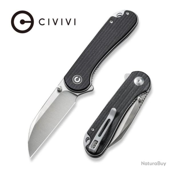 Couteau Civivi Elementum Lame Acier Nitro-V Manche Micarta Noir Liner Lock CIVC18062AF3