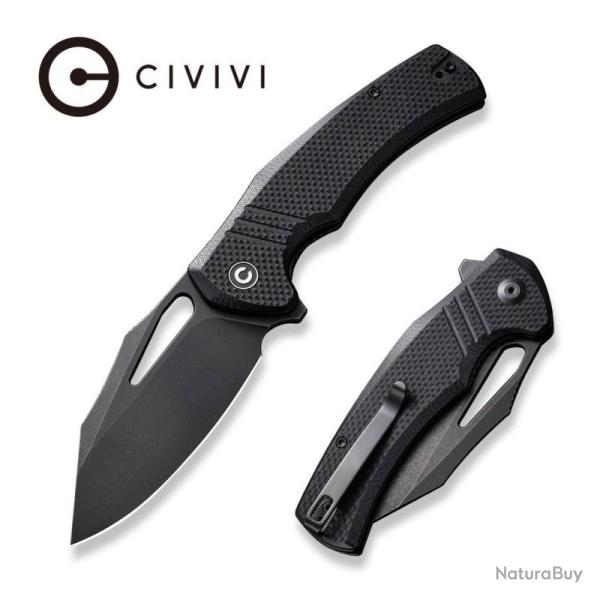 Couteau Civivi BullTusk Lame Acier 14C28N Manche G10 Noir Liner Lock CIVC230171