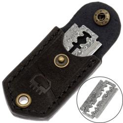 Lame Rasoir Daggerr Lezvie Lame Acier Damas Etui Cuir DGR24033