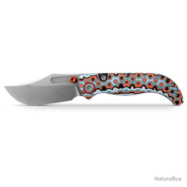 Couteau Pliant Vosteed Naga Lame Acier S35VN Manche Bambou Micarta Corail Top Liner Lock VOSA3907