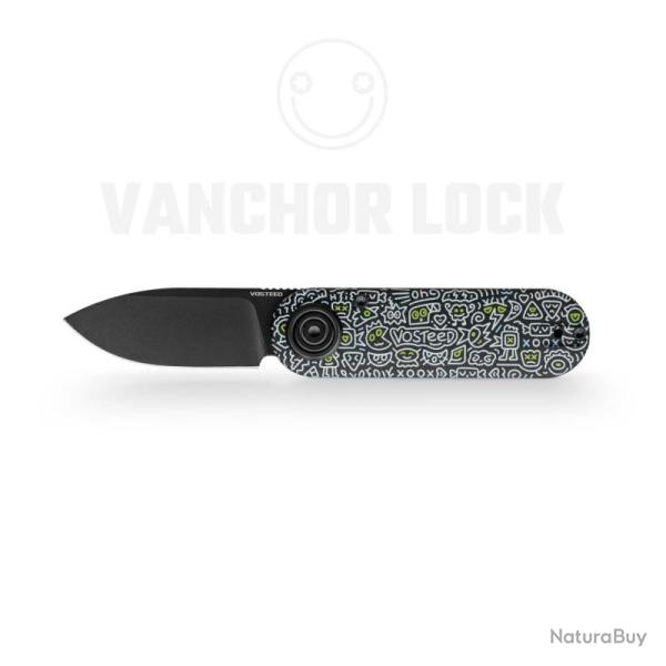 Couteau Pliant Vosteed Corgi V Lame Acier 14C28N Manche G10 Doodle Monster Vanchor Lock VOSA3726