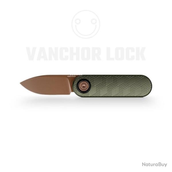 Couteau Pliant Vosteed Corgi V Lame Acier 14C28N Manche Aluminium Vert Texture Vanchor Lock VOSA3724