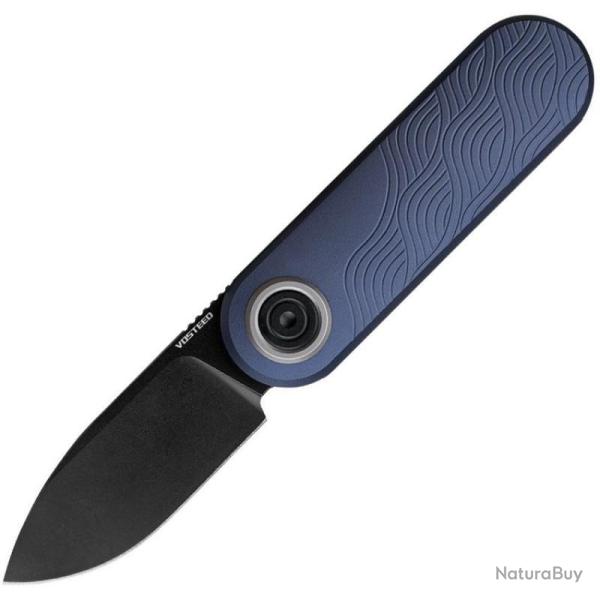 Couteau Vosteed Corgi V Lame Acier 14C28N Manche Aluminium Bleu Ardoise Texture Vanchor VOSA3723