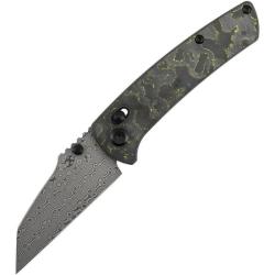 Couteau Kansept Main Street Lame Damascus Manche Fibre Carbone Gecko Camo Crossbar Lock K1015V5