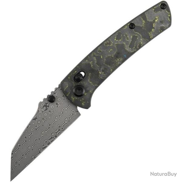 Couteau Kansept Main Street Lame Damascus Manche Fibre Carbone Gecko Camo Crossbar Lock K1015V5