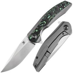 Couteau Kansept Accipiter Lame Acier CPM S35VN Manche Titane Fibre Carbone Verte Frame Lock K1007E1