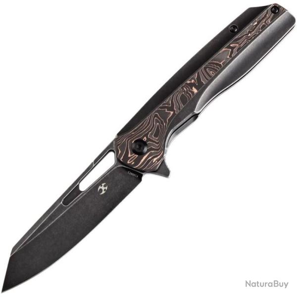 Couteau Kansept Shard Lame Acier CPM S35VN Manche Titane Fibre Carbone Cuivre Frame Lock K1006C1
