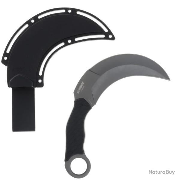 Couteau Fixe Schrade Boneyard Karambit Grand Lame Acier AUS-8 Manche Caoutchouc SCH1182504