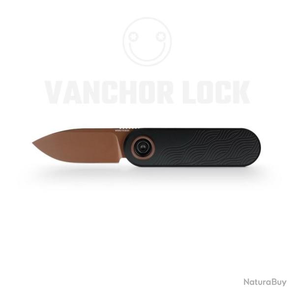 Couteau Pliant Vosteed Corgi V Lame Acier 14C28N Manche Aluminium Noir Texture Vanchor Lock VOSA3722