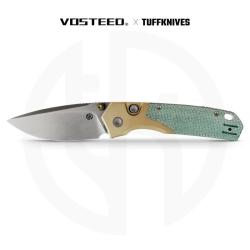 Couteau Pliant Vosteed Psyop 299 Lame Acier S35VN Manche Micarta Bleu Canard Top Liner Lock VOSA2221