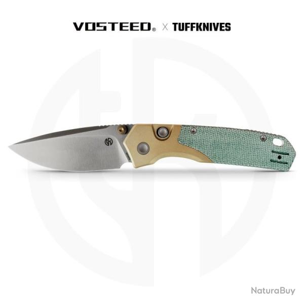 Couteau Pliant Vosteed Psyop 299 Lame Acier S35VN Manche Micarta Bleu Canard Top Liner Lock VOSA2221