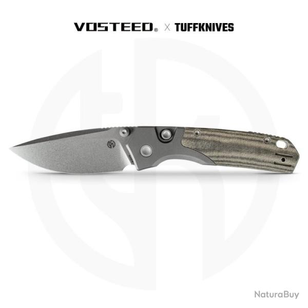 Couteau Pliant Vosteed Psyop 299 Lame Acier S35VN Manche Micarta Vert Top Liner Lock VOSA2220