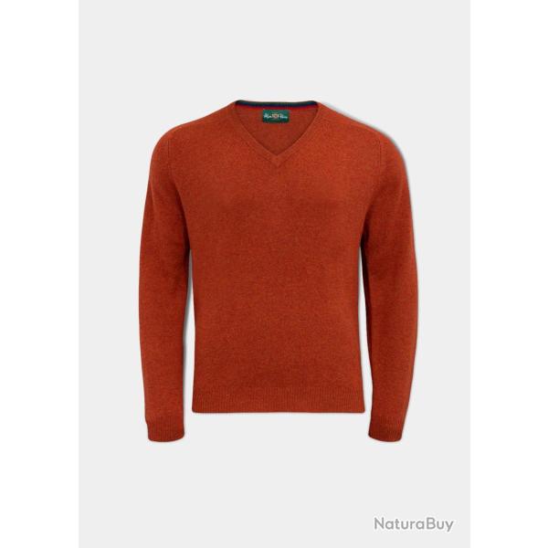 Pull col V en lambswool Homme Streetly - 3 coloris - Alan Paine - L / Orange