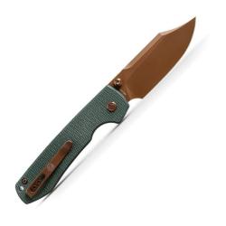 Couteau Pliant Vosteed Raccoon Lame Acier 14C28N Manche Micarta Vert Bowie Top Liner Lock VOSA2922