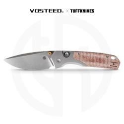 Couteau Pliant Vosteed Psyop 299 Lame Acier S35VN Manche Micarta Rouge Top Liner Lock VOSA2217
