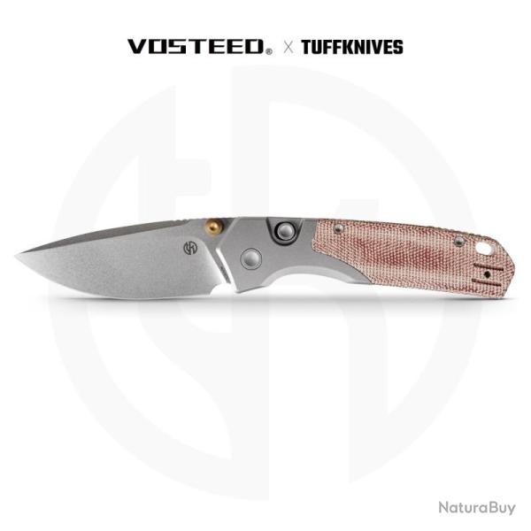 Couteau Pliant Vosteed Psyop 299 Lame Acier S35VN Manche Micarta Rouge Top Liner Lock VOSA2217
