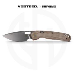 Couteau Pliant Vosteed Psyop Lame Acier Elmax Manche Micarta Naturel Top Liner Lock VOSA2210