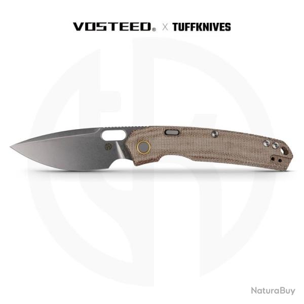 Couteau Pliant Vosteed Psyop Lame Acier Elmax Manche Micarta Naturel Top Liner Lock VOSA2210