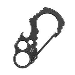 Porte-cl&eacute;s Mousqueton Kansept Titane Noir Blackwash Ouvre-Bouteille C011A1
