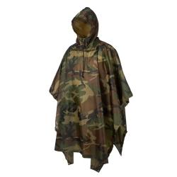 Poncho de Pluie Imperm&eacute;able 3-en-1 Camouflage - B&acirc;che & Tapis de Sol pour Chasse, P&ecirc;che et Bivouac
