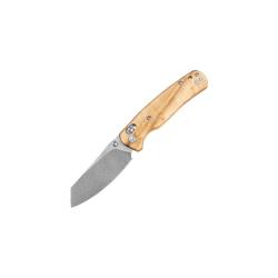 Couteau Bestechman Cicada's Wing Lame Acier damas Manche Bois D'Olivier B-Lock BTKMK06W2