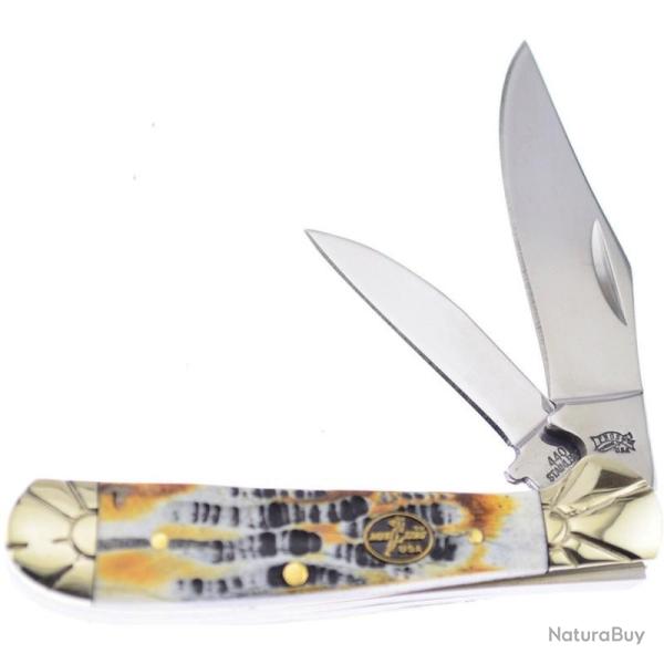 Couteau Frost Cutlery Locking Copperhead Lame Acier Inox Manche Os Mojave Beige Lockback FMB104MB