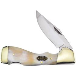 Couteau Pliant Frost Cutlery Choctaw Lame Acier Inox Manche Corne de Boeuf Blanc Lockback FSW405OX
