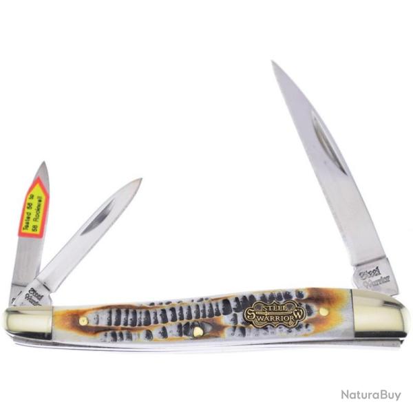 Couteau Pliant Frost Cutlery Whittler Lame Acier Inox Manche Os Br�l� Beige Slip Joint FSW167BAB