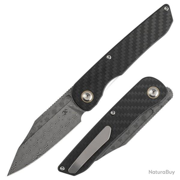 Couteau Kansept Nettle Lame Damas Manche Carbone G10 Liner Lock T1103A1