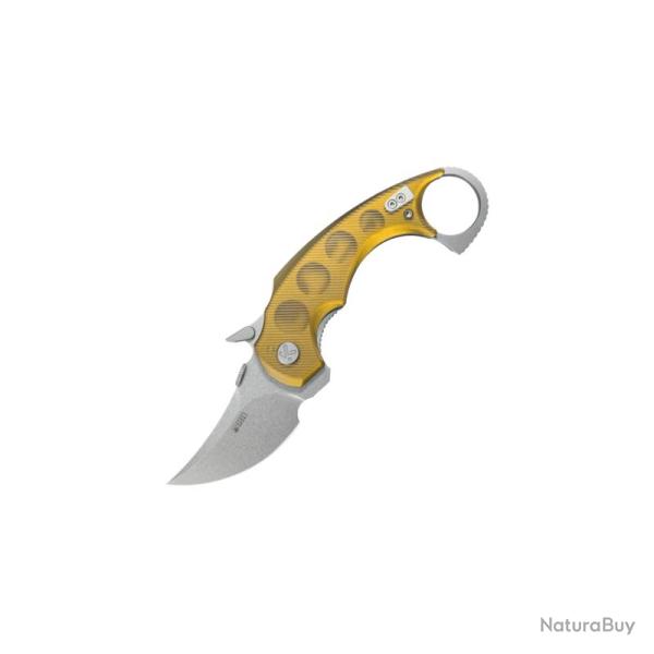 Couteau Kubey Jaw Pikal Lame Acier 14C28N Manche Ultem Ambr� Liner Lock KUB440C