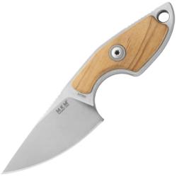 Couteau Fixe MKM Mikro 1 Lame Acier M390 Manche Bois D'olivier &Eacute;tui Cuir Noir Made In Italy MKMMR01O