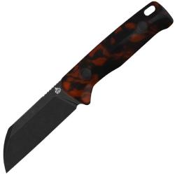 Couteau Fixe QSP Knife Baby Penguin Lame Acier 14C28N Manche R&eacute;sine &Eacute;caille de Tortue &Eacute;tui Cuir