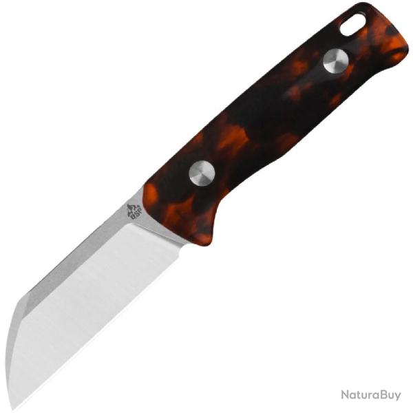 Couteau Fixe QSP Knife Baby Penguin Lame Acier 14C28N Manche R�sine �caille de Tortue �tui Cuir