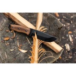 Couteau Fixe BeaverCraft Dusk Lame Acier 1066 Manche Bois de Noyer &Eacute;tui Cuir Marron Made In Ukraine