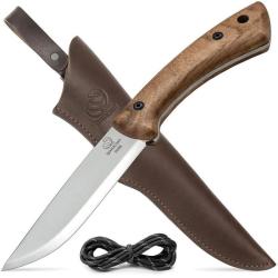 Couteau Fixe BeaverCraft Dune Lame Acier 1066 Manche Bois de Noyer &Eacute;tui Cuir Marron Made In Ukraine