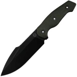 Couteau Fixe Kunwu Stiffy G Lame Acier ASSAB 88 Manche Micarta Vert &Eacute;tui Kydex Noir KUNF712GN4