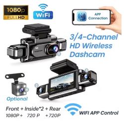 Cam&eacute;ra embarqu&eacute;e WiFi 3 canaux, Full HD 1080P, contr&ocirc;le WiFi par application, &eacute;cran 3,5 pouces