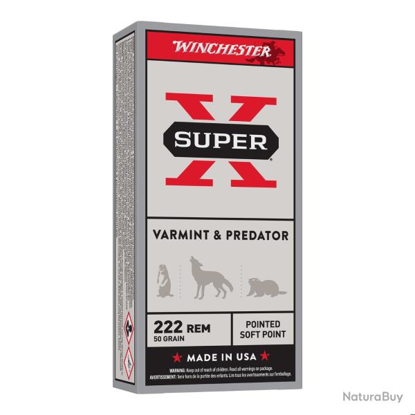 1 Boite de Balles Winchester Cal 222 Rem Power Point 50gr