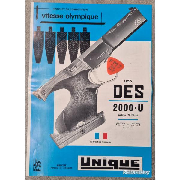 Notice pistolet UNIQUE D.E.S. 2000-U
