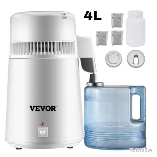 Distillateur d'Eau 4L Acier - Distributeur - Purificateur Filtre - Chauffage bouteille adoucisseur