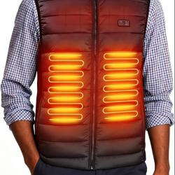 Gilet Chauffant Homme avec Batterie 10000 mAh - 4 Zones - 3 Temp&eacute;ratures
